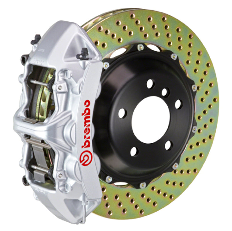 Brembo 08-09 F430 Scuderia Rear GT BBK 6 Piston Cast 380x32 2pc Rotor Drilled-Silver