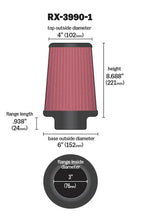 Load image into Gallery viewer, K&amp;N Filter Universal X Stream Clamp-On 4in Top OD x 6in Base OD x 8.688in H x 3in Flange ID