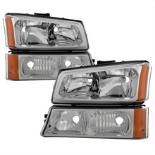 Load image into Gallery viewer, Xtune Chevy Silverado 2500HD 03-06 Crystal Headlights w/ Bumper Lights Chrome HD-JH-CSIL03-AM-C-SET