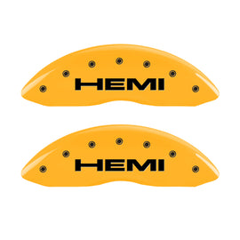 MGP 4 Caliper Covers Engraved Front & Rear Hemi Yellow finish black ch