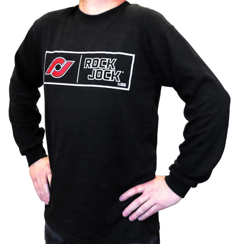 RockJock Long Sleeve T-Shirt w/ Rectangle Logo Black Medium Print on the Front