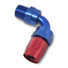 Load image into Gallery viewer, Russell Performance -6 AN Red/Blue 90 Degree Full Flow Swivel Pipe Thread Hose End (With 1/8in NPT)