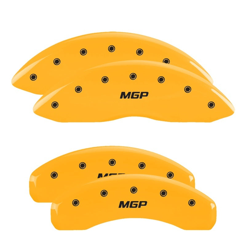 MGP 4 Caliper Covers Engraved F&R MGP Yellow Finish Black Characters 11-18 Jeep Grand Cherokee