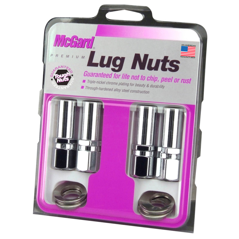 McGard Hex Lug Nut (Drag Racing X-Long Shank) 1/2-20 / 13/16 Hex / 2.475in. Length (4-Pack) - Chrome