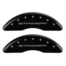 Load image into Gallery viewer, MGP 4 Caliper Covers Engraved Front &amp; Rear Stingray Black finish silver ch