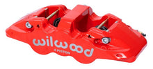 Load image into Gallery viewer, Wilwood Caliper - Aero4-DS Forged Four-Piston Caliper Black 1.12in Piston 1.10in Rotor - Red