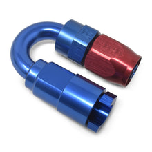 Load image into Gallery viewer, Russell Performance 3/8in SAE Quick Disc Female to -6 Hose Red/Blue 180 Degree Hose End