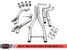 Load image into Gallery viewer, AWE Tuning 16-19 Chevy Camaro SS Resonated Cat-Back Exhaust -Track Edition (Quad Chrome Silver Tips)