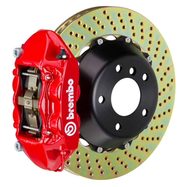 Brembo 07-13 X5 Rear GT BBK 4 Piston Cast 380x28 2pc Rotor Drilled-Red