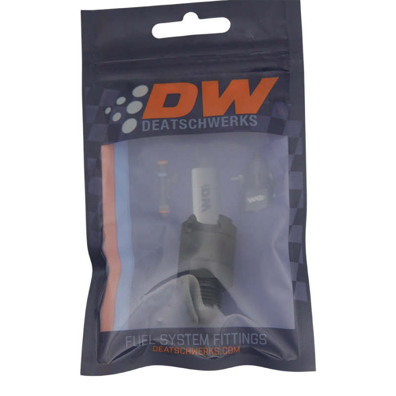 DeatschWerks 6AN Male Flare to 3/8in Female EFI Quick Connect Adapter - Anodized Matte Black