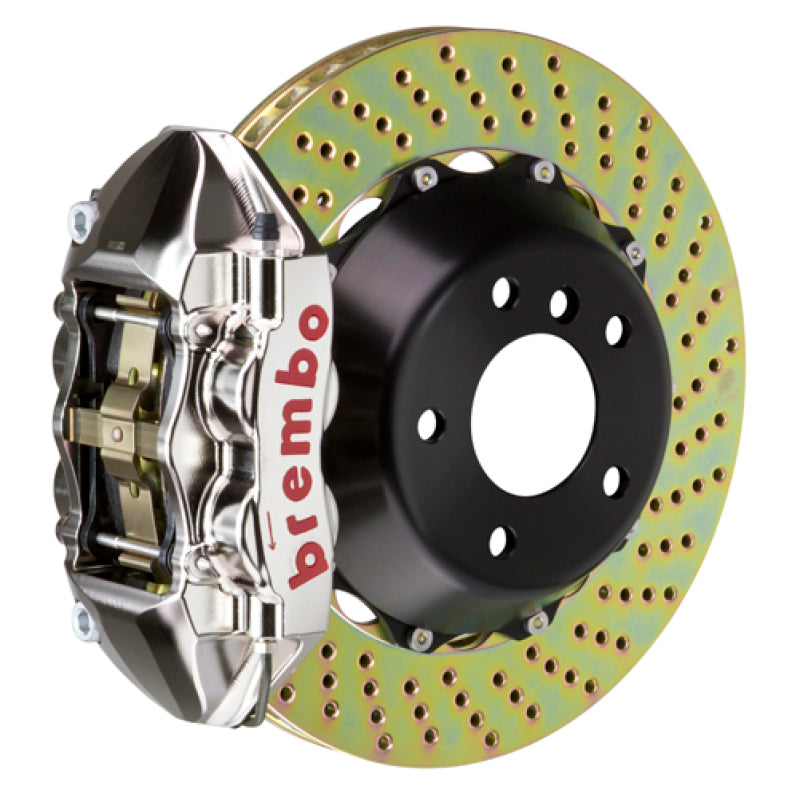 Brembo 09-15 Lancer Ralliart Front GTR BBK 4 Piston Billet365x29 2pc Rotor Drilled- Nickel Plated