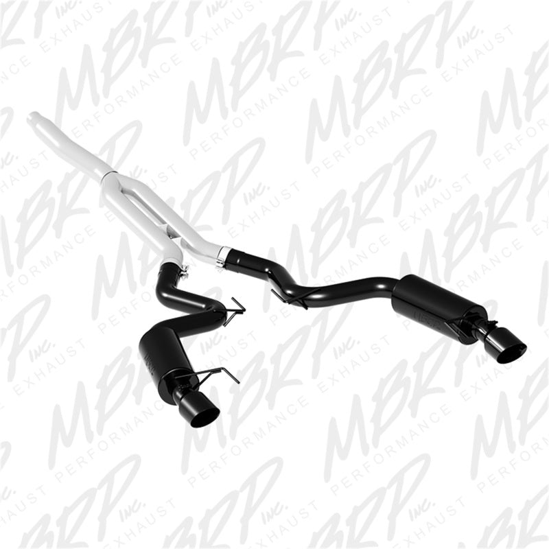 MBRP 15-19 Ford Mustang EcoBoost 2.3L Black 3in Cat Back Dual Split Rear Exit (Race Version)