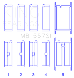 King Small Block Chevy (Size STD) Silicon Aluminum Bi-Metal Main Bearing Set