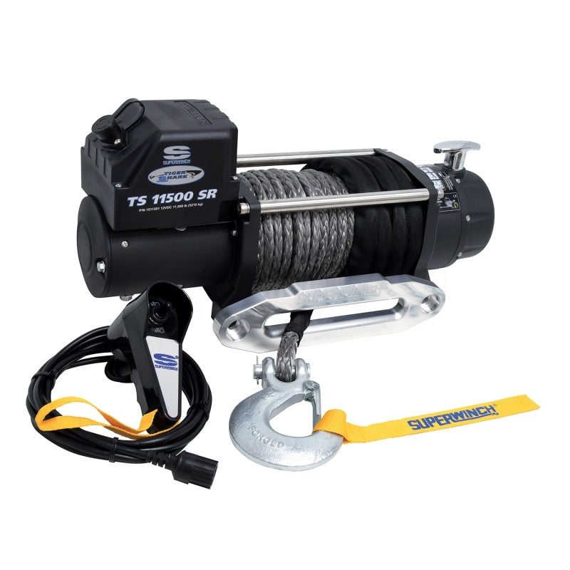 Superwinch 11500 LBS 12V DC 3/8in x 80ft Synthetic Rope Tiger Shark 11500 Winch