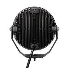 Load image into Gallery viewer, Go Rhino Xplor Blackout Series Round LED Driving Light w/DRL (Surface/Threaded Stud Mnt) 7in. - Blk