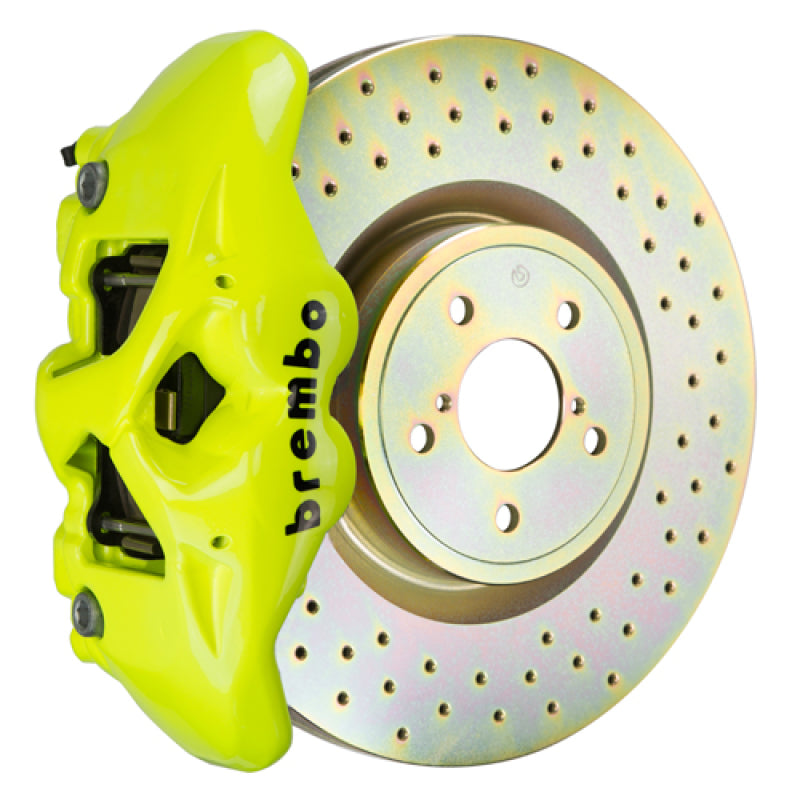 Brembo 15-21 WRX (VA) Front GT BBK 4 Piston Cast 326 x30 1pc Rotor Drilled- Fluo. Yellow