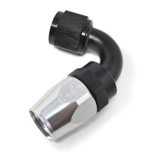 Load image into Gallery viewer, Russell Performance -10 AN Black/Silver 120 Degree Tight Radius Full Flow Swivel Hose End