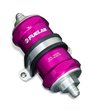 Load image into Gallery viewer, Fuelab 848 In-Line Fuel Filter Standard -6AN In/Out 100 Micron Stainless w/Check Valve - Purple
