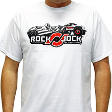 Load image into Gallery viewer, RockJock T-Shirt w/ Logo and Jeep White Large Print on the Front
