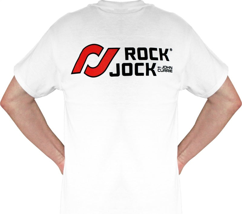 RockJock T-Shirt w/ Logos Front and Back White Large