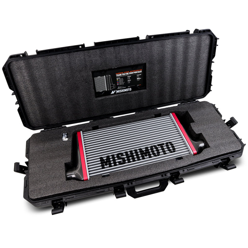 Mishimoto Universal Carbon Fiber Intercooler - Gloss Tanks - 600mm Black Core - C-Flow - GR V-Band