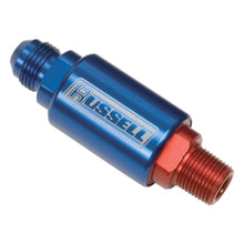 Load image into Gallery viewer, Russell Performance Red/Blue Anodized (3in Length 1-1/4in dia. -6 x 3/8in male NPT inlet/outlet)