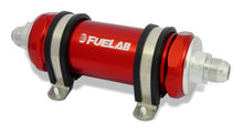Load image into Gallery viewer, Fuelab 858 In-Line Fuel Filter Long -8AN In/Out 10 Micron Fabric w/Check Valve - Red