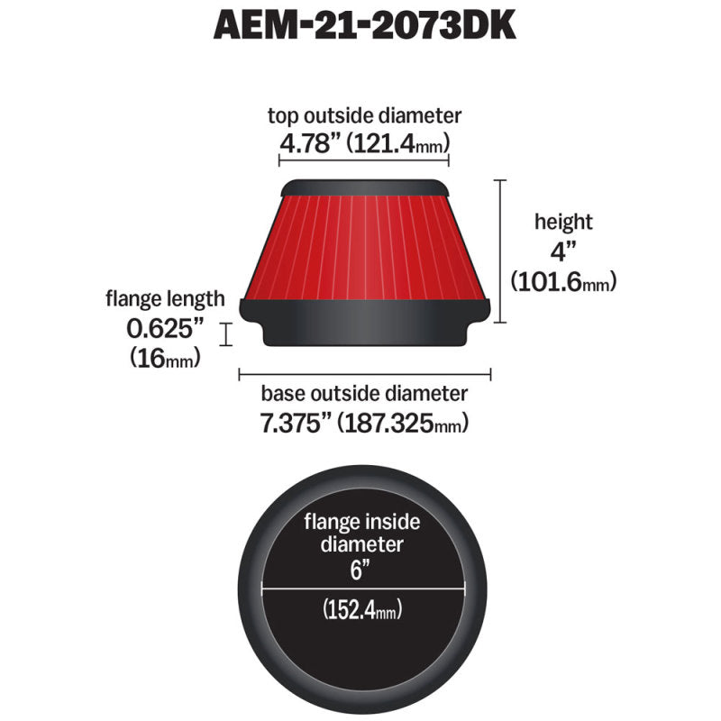 AEM 5 in x 5 in Dryflow Air Filter