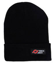Load image into Gallery viewer, RockJock Beanie Black w/ Red and White RockJock Logo Patch One Size Fits All