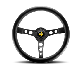 Momo Prototipo Steering Wheel 350 mm - Black Leather/Wht Stitch/Black Spokes