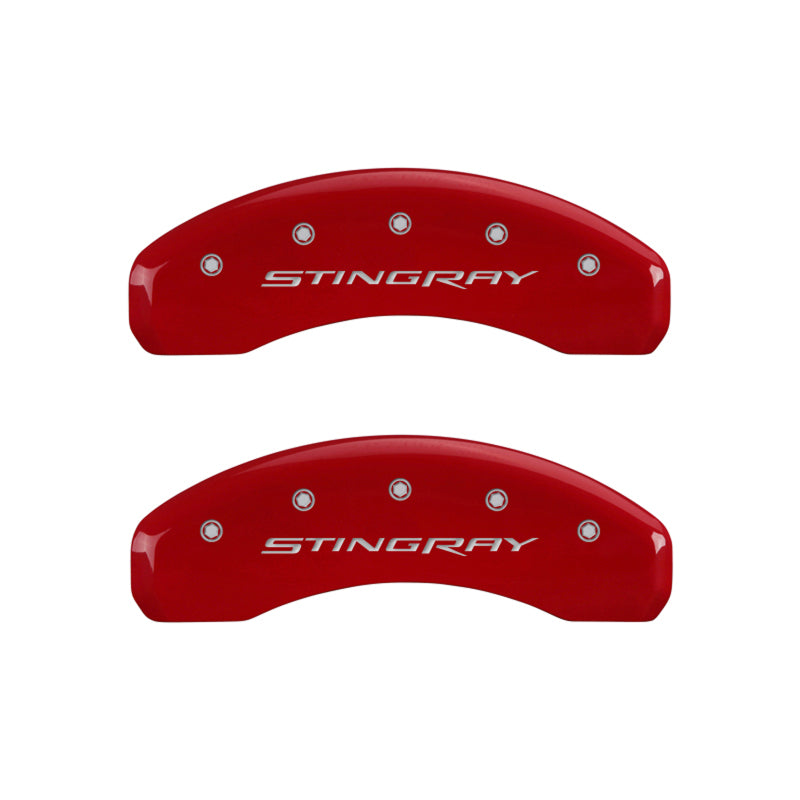 MGP 4 Caliper Covers Engraved Front & Rear Stingray Red finish silver ch