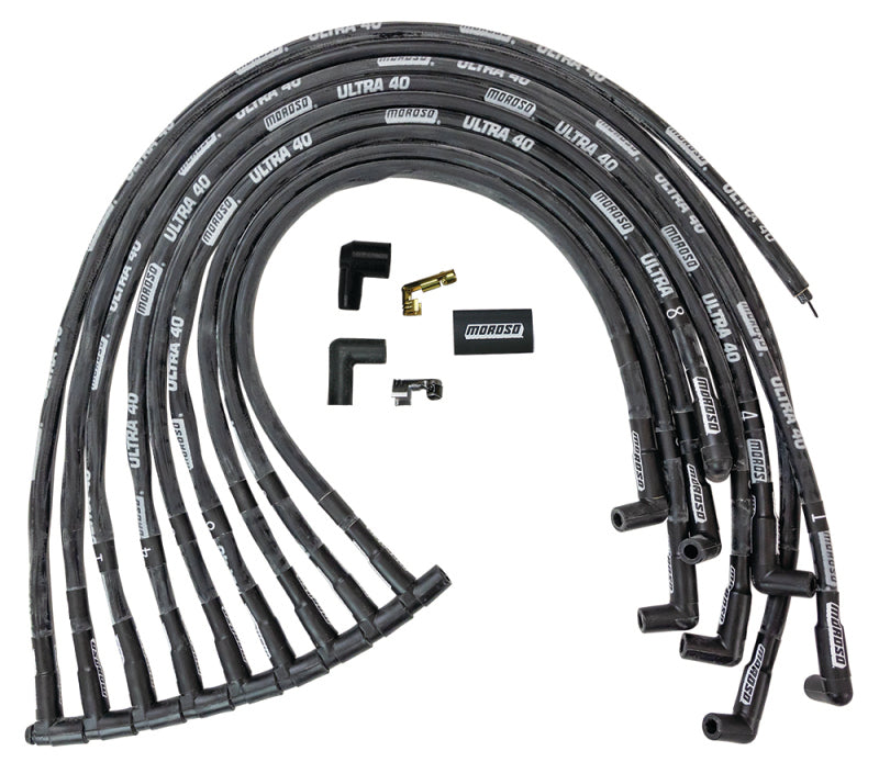 Moroso Chevrolet Big Block Ignition Wire Set - Ultra 40 - Sleeved - HEI - 90 Degree - Black