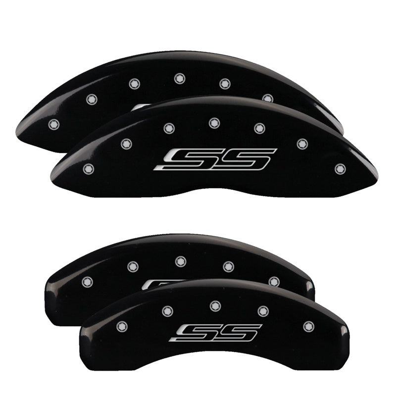 MGP 4 Caliper Covers Engraved Front & Rear Gen 5/SS Black finish silver ch