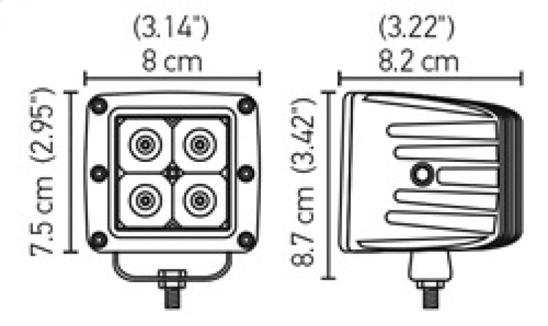 Hella HVF Cube 4 LED Off Road Kit - 3.1in 12W Spot Beam