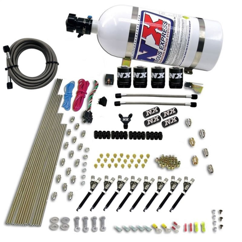 Nitrous Express 8 Cyl VXL Direct Port 4 Solenoids Nitrous Kit (200-500HP) w/10lb Bottle