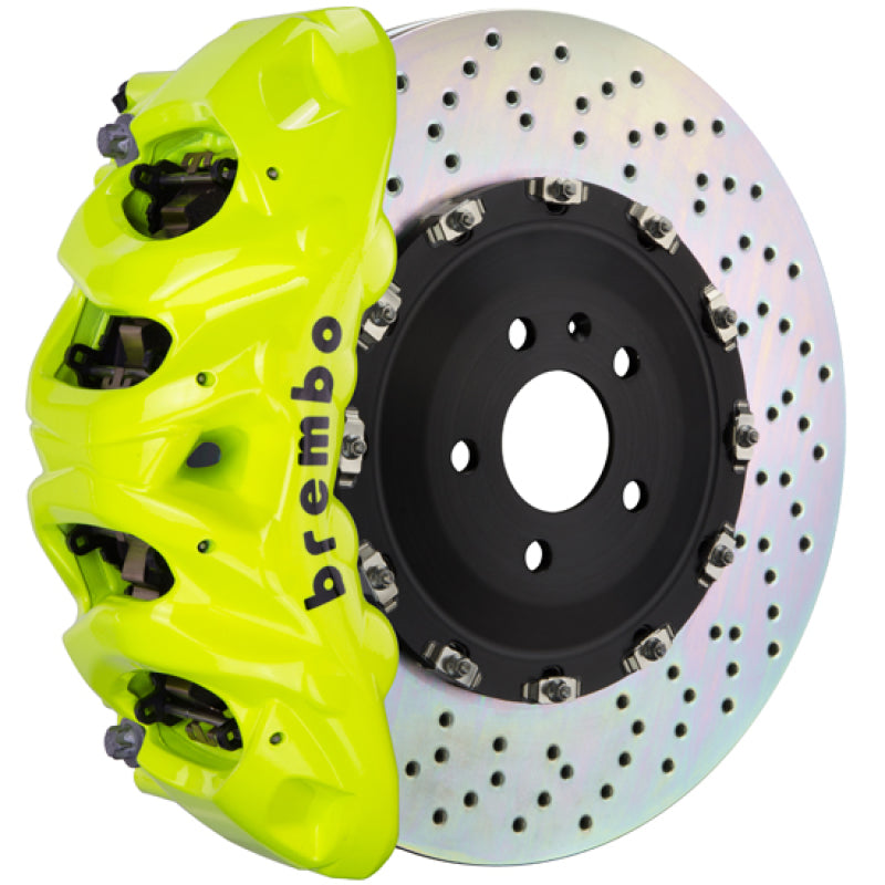 Brembo 08-17 A5/09-16 A4 Front GT BBK 6 Piston Cast 380x34 2pc Rotor Drilled- Fluo. Yellow