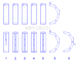 King Ford 281CI/330CI 4.6L/5.4L V8 (Size +0.5) Main Bearing Set