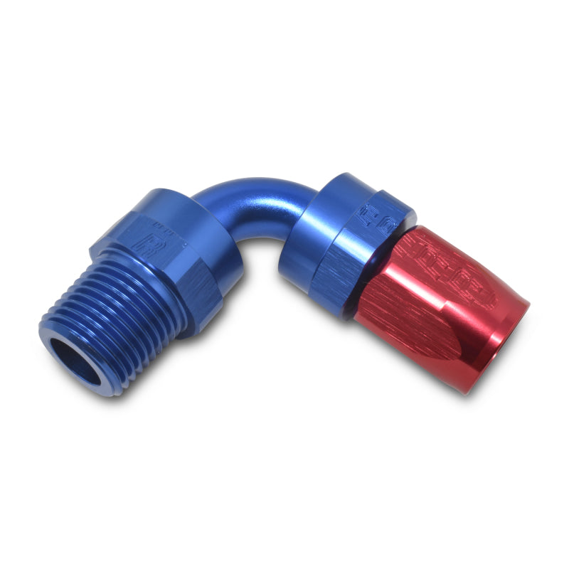 Russell Performance -6 AN Red/Blue 90 Degree Full Flow Swivel Pipe Thread Hose End (With 1/8in NPT)