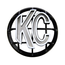 Load image into Gallery viewer, KC HiLiTES 5in. Round ABS Stone Guard for Apollo Lights (Single) - Black w/White KC Logo