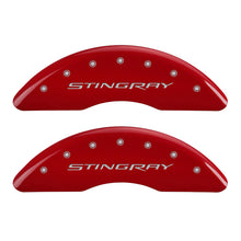 Load image into Gallery viewer, MGP 4 Caliper Covers Engraved Front &amp; Rear Stingray Red finish silver ch