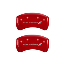 Load image into Gallery viewer, MGP 4 Caliper Covers Engraved Front &amp; Rear With stripes/Challenger Red finish silver ch