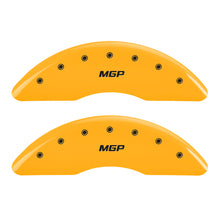 Load image into Gallery viewer, MGP 4 Caliper Covers Engraved Front &amp; Rear GMC Yellow finish black ch