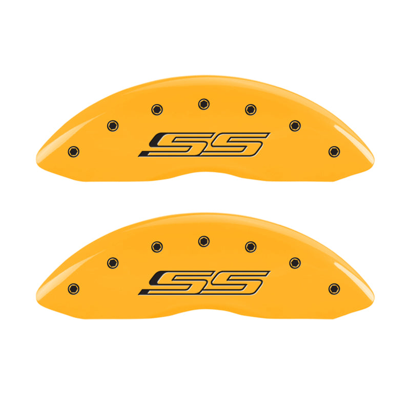 MGP 4 Caliper Covers Engraved Front & Rear Gen 5/SS Yellow finish black ch