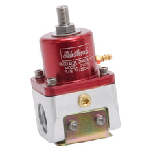 Load image into Gallery viewer, Edelbrock Fuel Pressure Regulator Carbureted 180 GPH 5-10 PSI -10 In/Out -6 Return Red/Clear