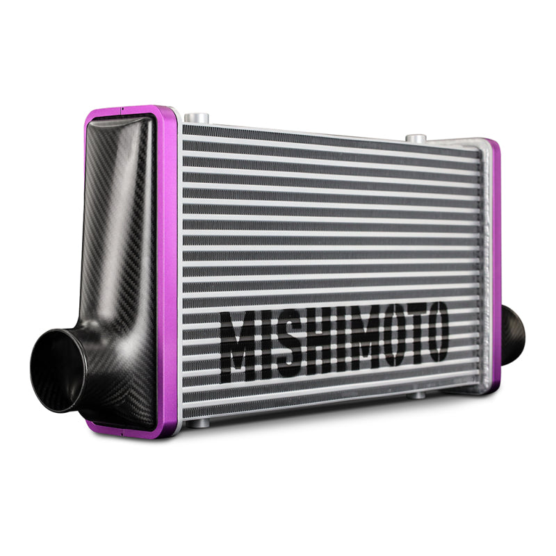 Mishimoto Universal Carbon Fiber Intercooler - Matte Tanks - 600mm Black Core - S-Flow - DG V-Band