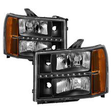 Load image into Gallery viewer, xTune GMC Sierra 07-13 Headlights with Daytime LED Running Light - Black HD-JH-GSIE07-LED-BK