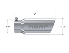 Load image into Gallery viewer, MBRP Universal Tip 5 O.D. Angled Rolled End 4 inlet 12 length