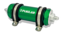 Load image into Gallery viewer, Fuelab 858 In-Line Fuel Filter Long -8AN In/Out 6 Micron Fiberglass w/Check Valve - Green