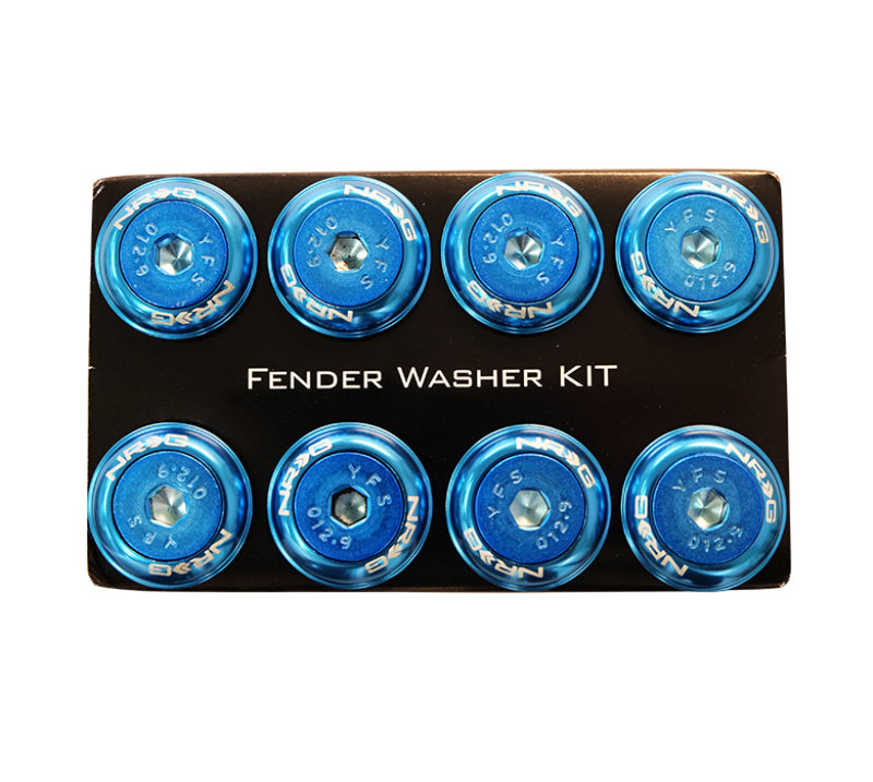 NRG Fender Washer Kit w/Color Matched M8 Bolt Rivets For Plastic (Blue) - Set of 8