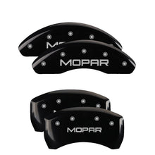 Load image into Gallery viewer, MGP 4 Caliper Covers Engraved Front &amp; Rear Silverado style/SS Black finish silver ch